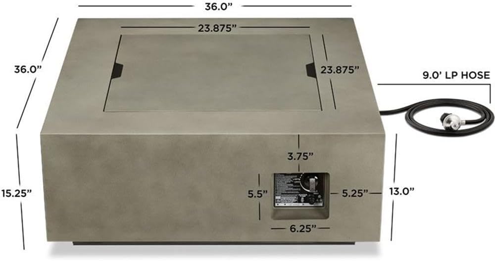 Home Square 2-Piece Set with Fire Table with Conversion Kit & Glass