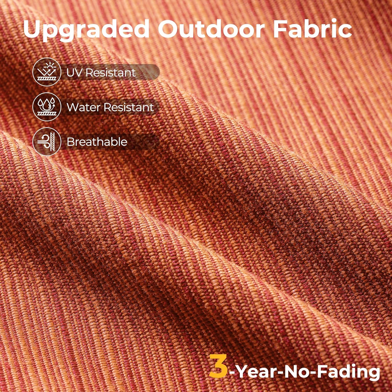 HOOOWOOO 6-Piece Patio Furniture Set with Cushions and Glass-Top Coffee Table, All-Weather Rattan Outdoor Wicker Sectional Sofa with Fire Pit, Modern L-Shaped Sofa for Garden or Deck (Orange Red)