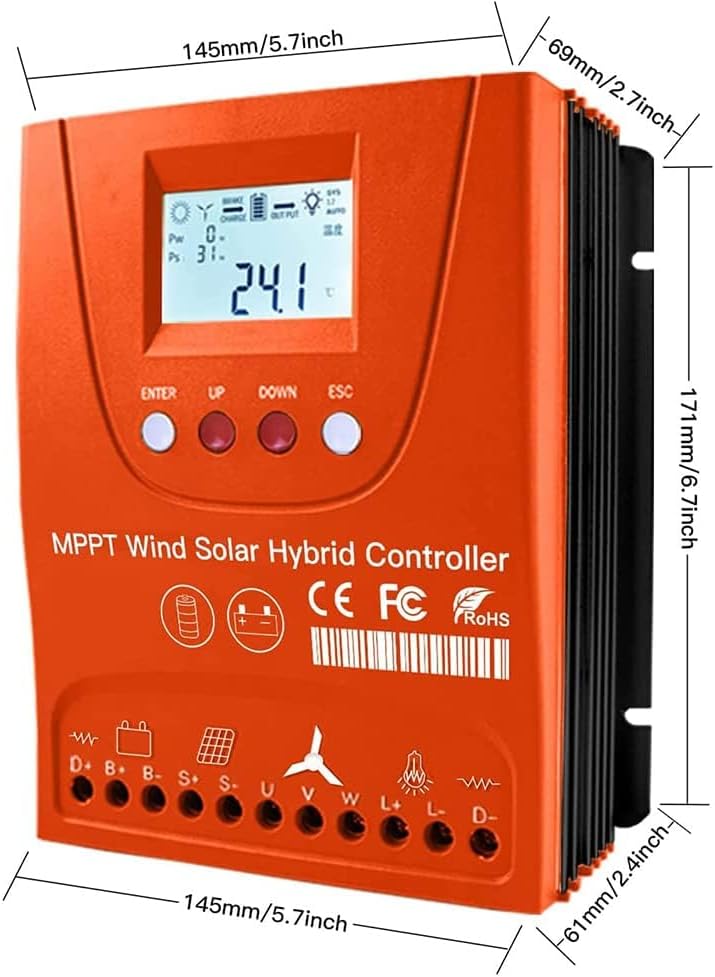 3000W 12V 24V 48V 0~1500W Wind 0~1500W Solar MPPT Wind Solar Hybrid Controller Pioneer Version Charge Lithium & Lead Acid Gel Battery
