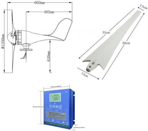 3000W Wind Turbine Generator 12V/24V/48V with MPPT Controller - Solar Complementary Power Supply Kit for Home, Street Lighting & Projects - Durable Permanent Magnet Windmill (Color: 48V)