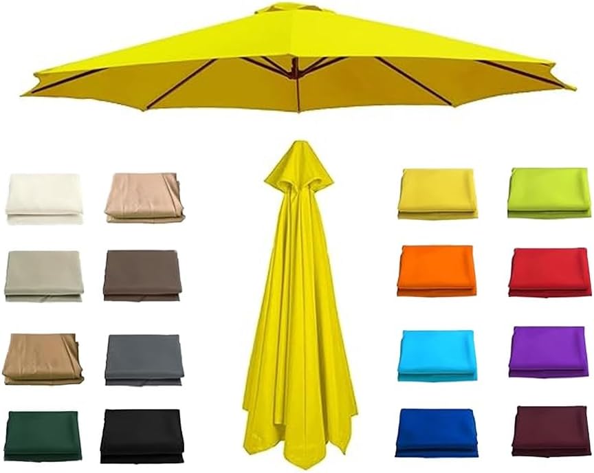 8ft/9ft/10ft Patio Umbrella Replacement Canopy,Replacement Parasol Canopy Cover for 6/8 Ribs Garden Parasol Canopy Replacement Cloth(Black,200cm/6.5ft-6ribs)