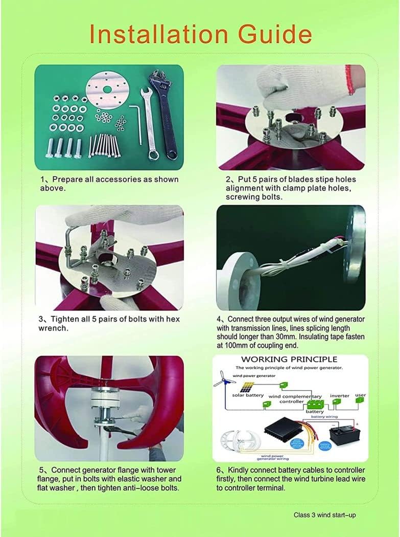LiuSj JUnSt 12V-220V 5 Blades Lantern Wind Turbines Generator Kit,8000W Low Wind Speed Start Low Noise Vertical Wind Generator for Home Hybrids Streetlight Use