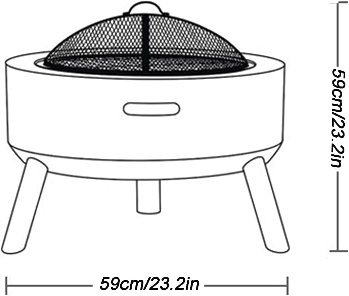 Outdoor Fire Pit Terrace fire Pit Table, Courtyard Barbecue Stove, Log fire Grate with Sparkle Screen Cover and Poker
