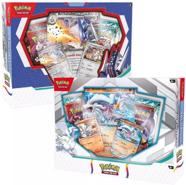 Pokemon TCG Trading Card Game Boxes Reshiram ex and Archaludon ex Box 2 Boxes, 4 Packs per Box and 2 Promo Cards with one Oversized Card