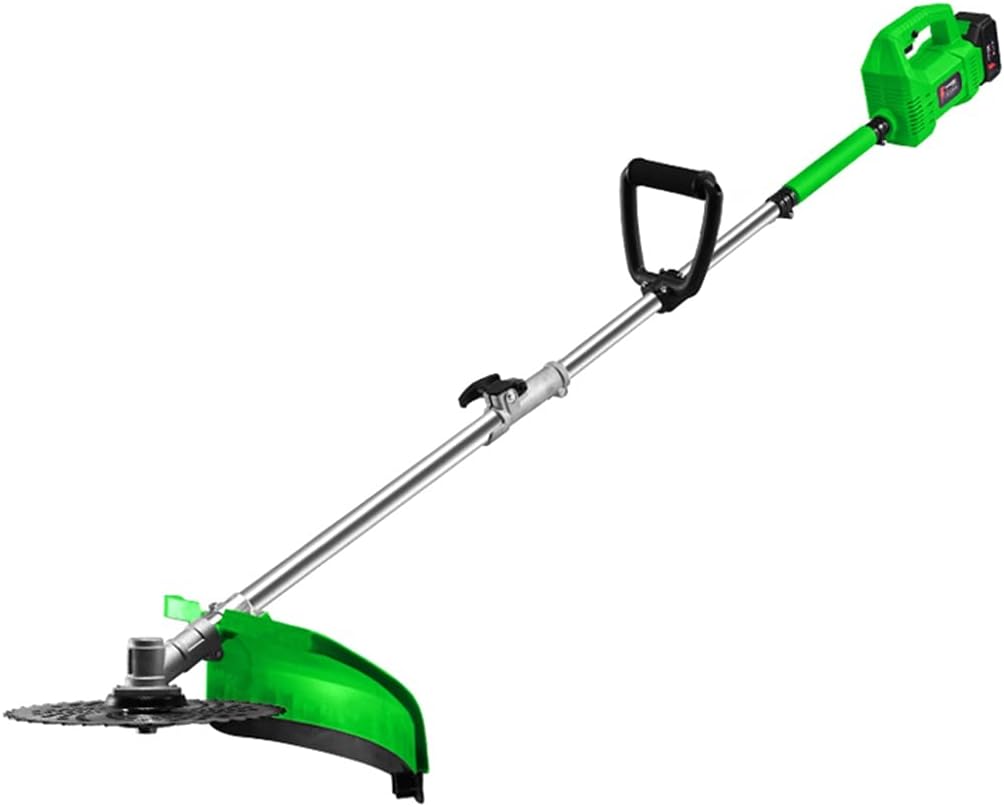 Battery Grass Outdoor Portable Electric Lawn Mower Garden Small Rechargeable Weeder, Multifunctional Agricultural Lawn Mower, High-Power Brushless Mot (Green Battery*1) (Green Battery*2)