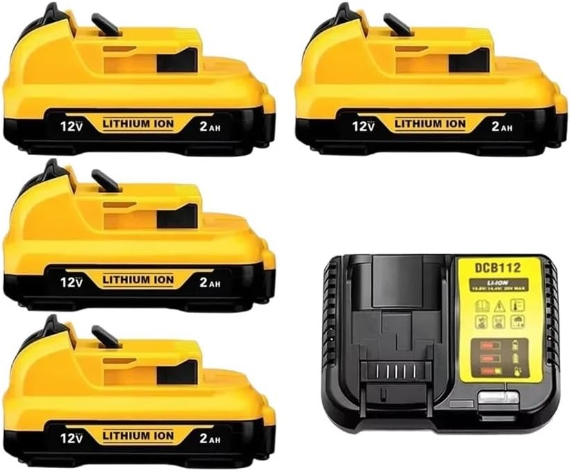 12V 2Ah Lithium Battery Compatible with DeWalt DCB120/DCB123/DCB125, Cordless Tools (DCD710, DCF610, DCT410), Rechargeable Li-ion Power Tool Battery(DW 12V 2.0AhX4 CX1)