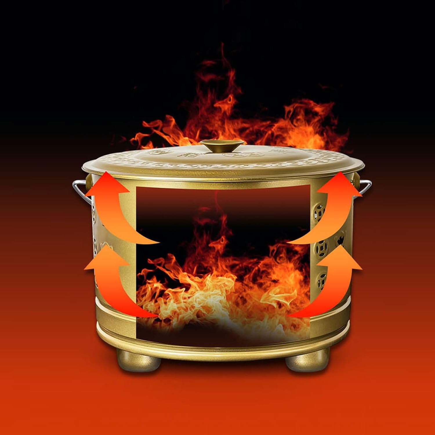 Burn Barrels for Outside for Burning Trash, Outdoor Fire Pit, Table Top Fire Pit, Handle Burn Can for Paper Waste Incinerator Barrel for Yard Patio(Red,42cm/16in)