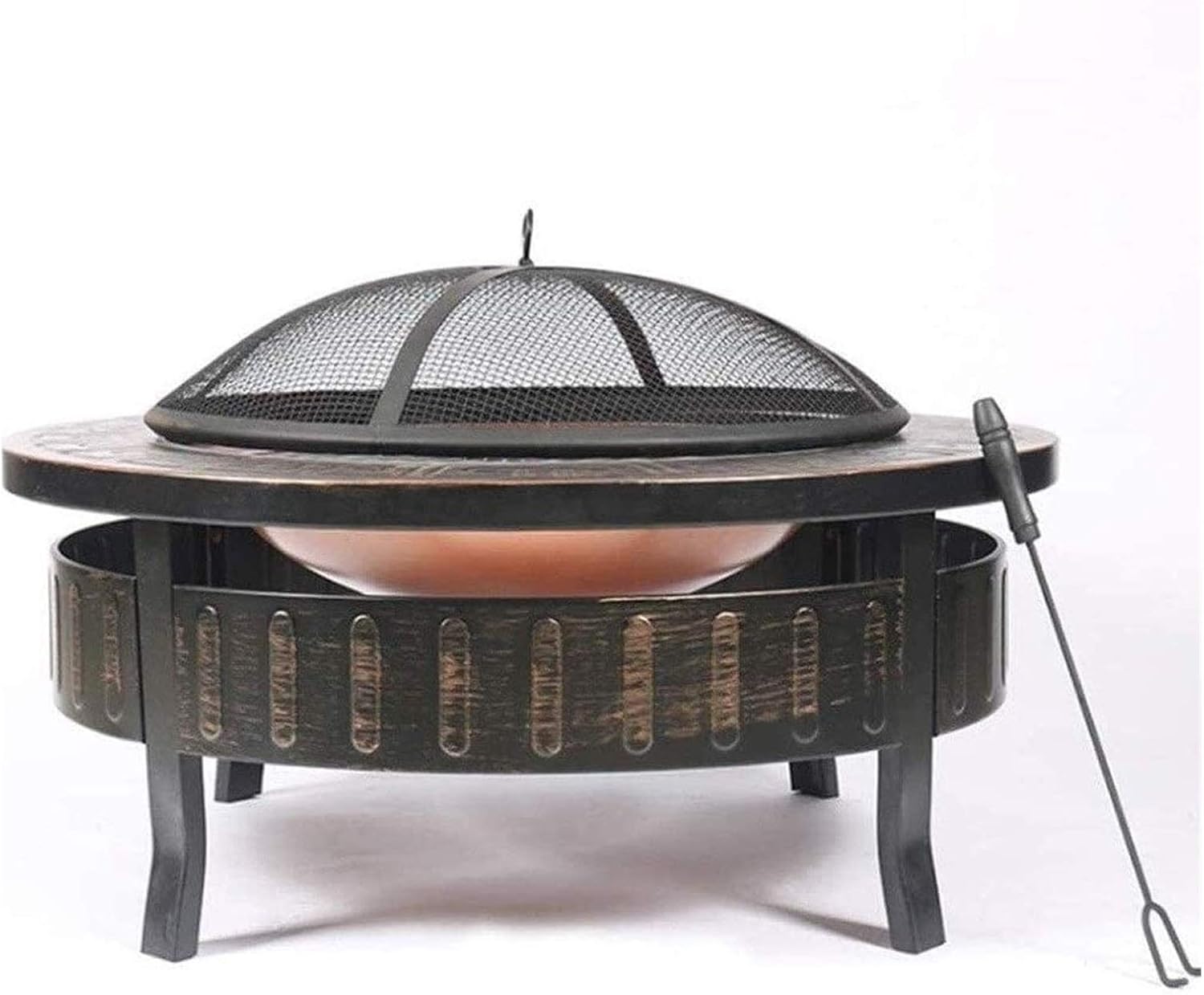 Outdoor Fire Pit Outdoor Metal Firepit Round Table Backyard Patio Garden Stove with Spark Screen
