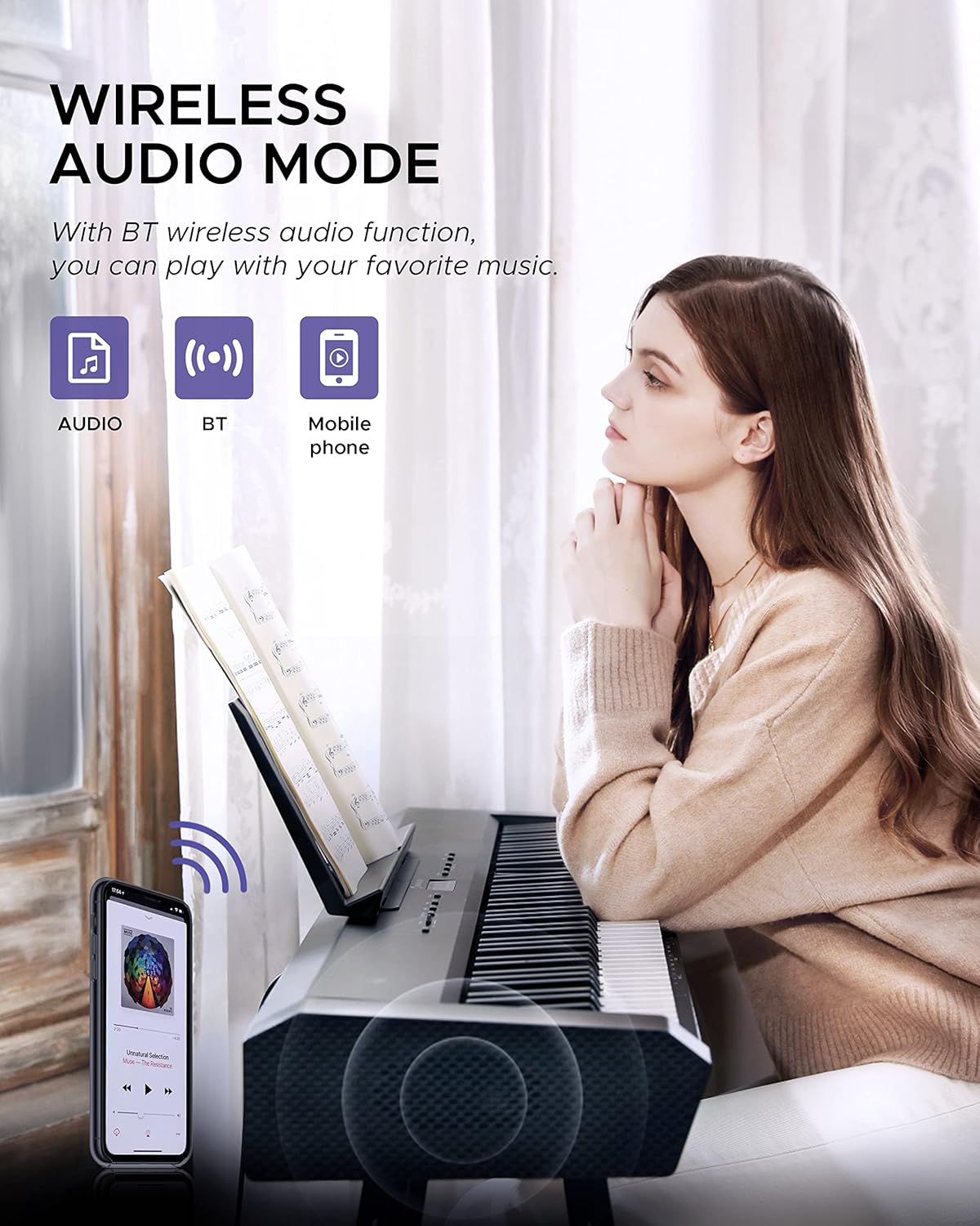 Starfavor Digital Piano 88 Key Weighted Keyboard Piano SP-20 & Piano Bench Adjustable, Wooden Piano Stool Padded Piano Seat