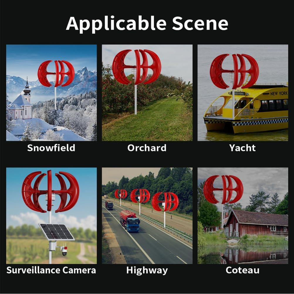 12V-220V Small Maglev Three Phase AC Vertical Wind Turbine,10000W Noiseless Vertical Wind Turbine Generator Kit for Home Or Camping (with Controller)