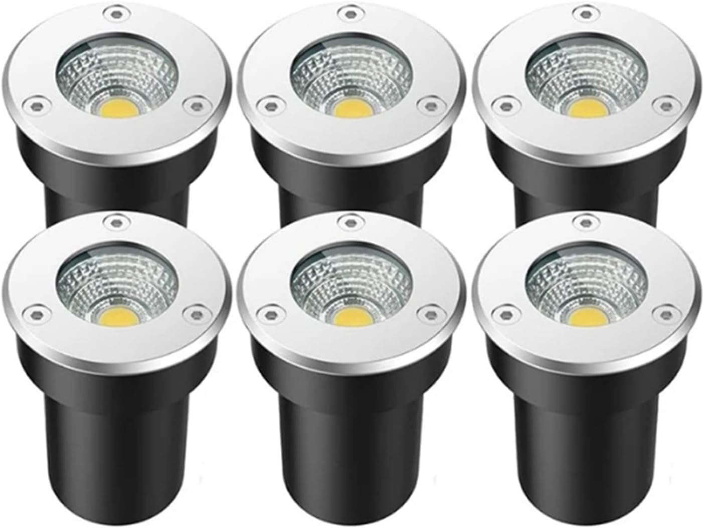 6 Pack Low Voltage Deck Lights LED Underground Light IP66 Waterproof AC12/24V COB Recessed Ground Lights for Outdoor Bridge Garden Path Park Landscape Lamp