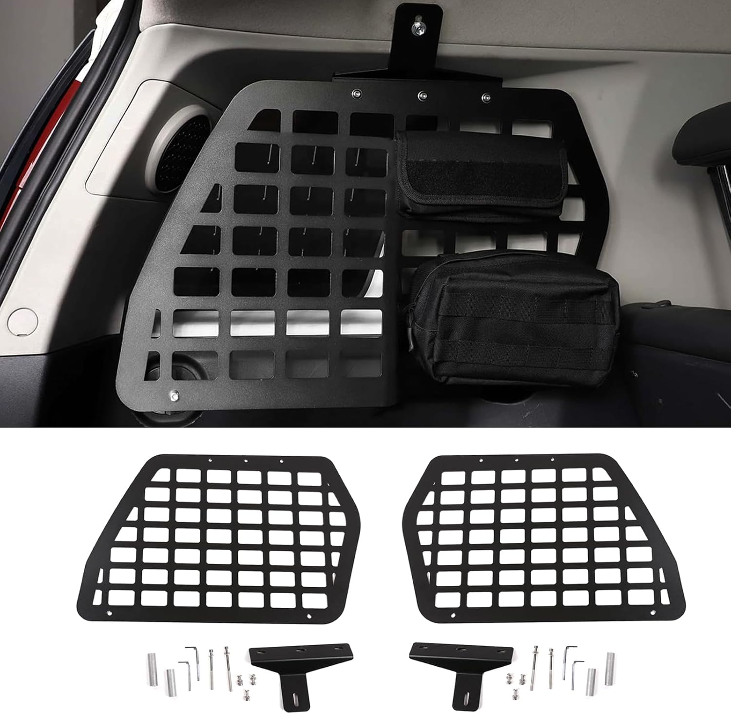 Car Trunk Storage Panel Compatible with Toyota FJ Cruiser 2007-2024 Car Left Right Side Trunk Organizer Storage Rack Shelf Holder Trunk Storage Panel Bracket Tailbox Hanging Bag Grid Frame Accessories