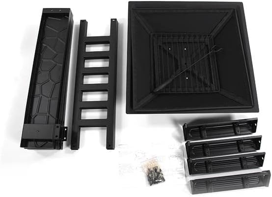 32inch Patio Outdoor Fire Pins,Wood Burning Metal Fire Pits for Outside,Bonfire and Picnic,with Spark Screen Cover Safe Mesh Lid and Poker Fire Place for Backyard