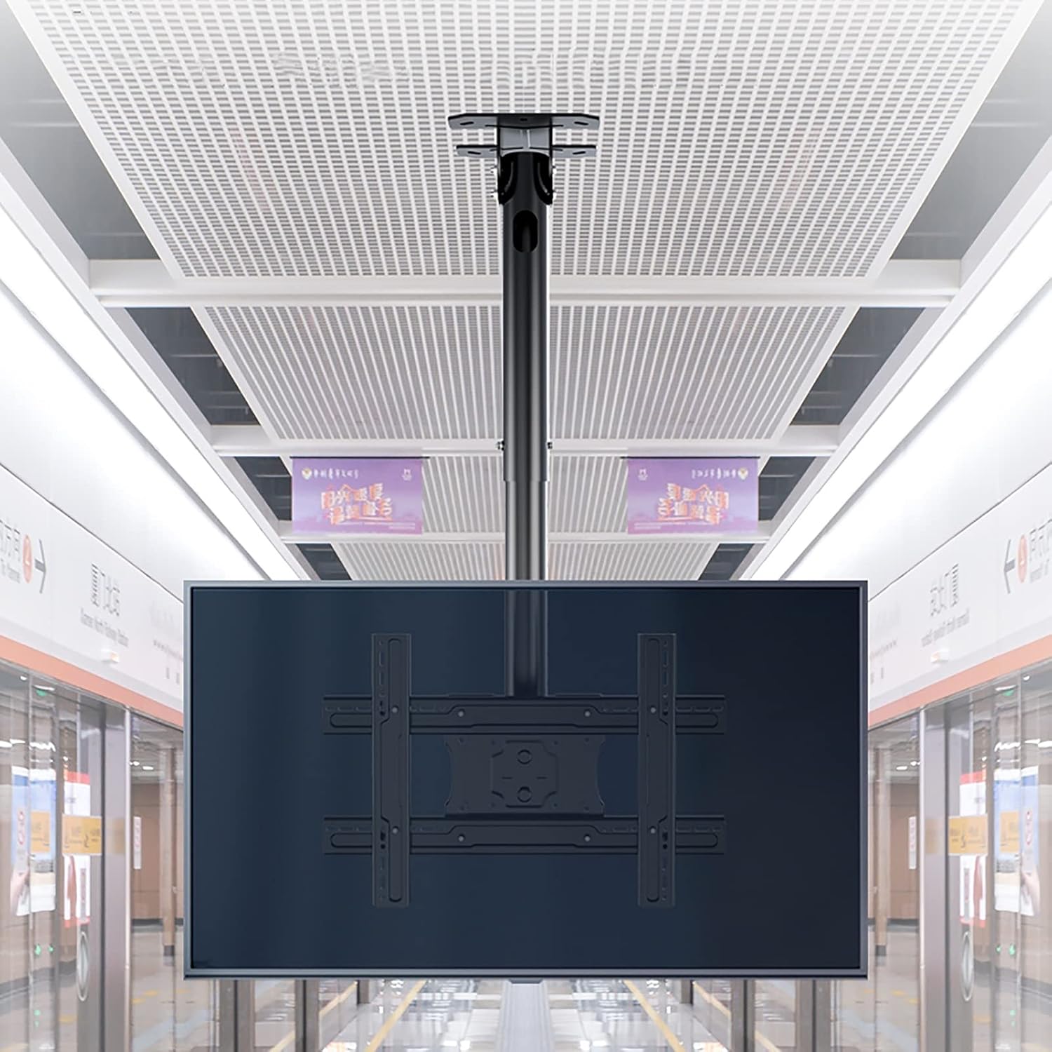 TV Stand tv Wall Mount Ceiling TV Mount Bracket, Fits 32-75 Inch Flat Panel Televisions,Adjustable Height Telescoping Tilt and Swivel, Max TV Weight 132 Lbs(2m)