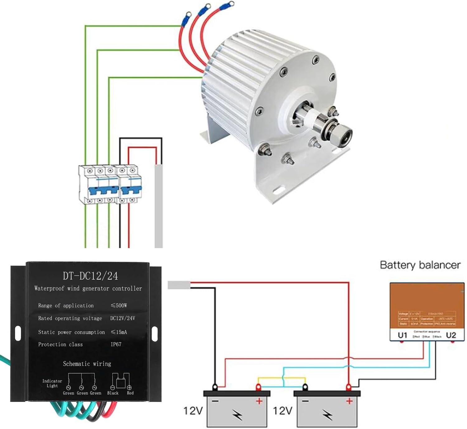 12000W Low Speed 3 Phase Gearless Permanent Magnet AC Alternators,110V/ 220V for Wind Water Turbine Diesel Engine