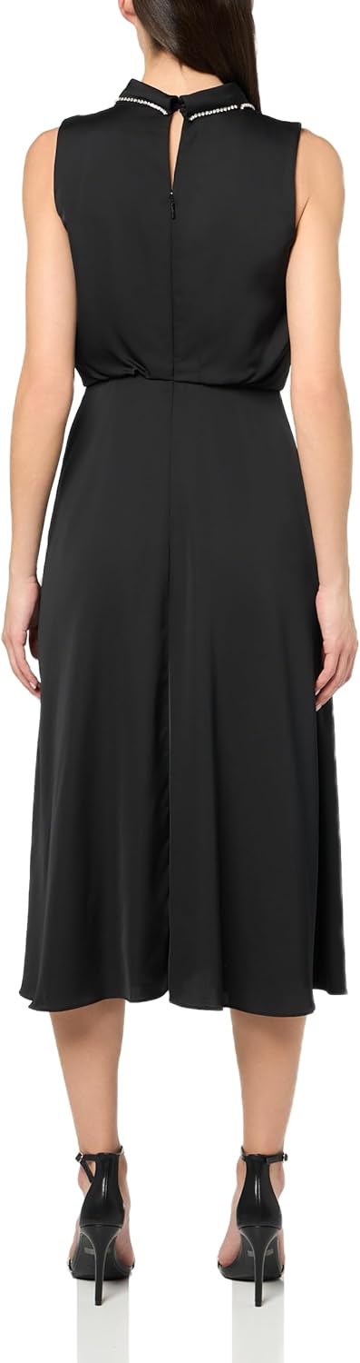 KARL LAGERFELD Womens Thigh Slit Sleeveless Mock Neck Midi Dress