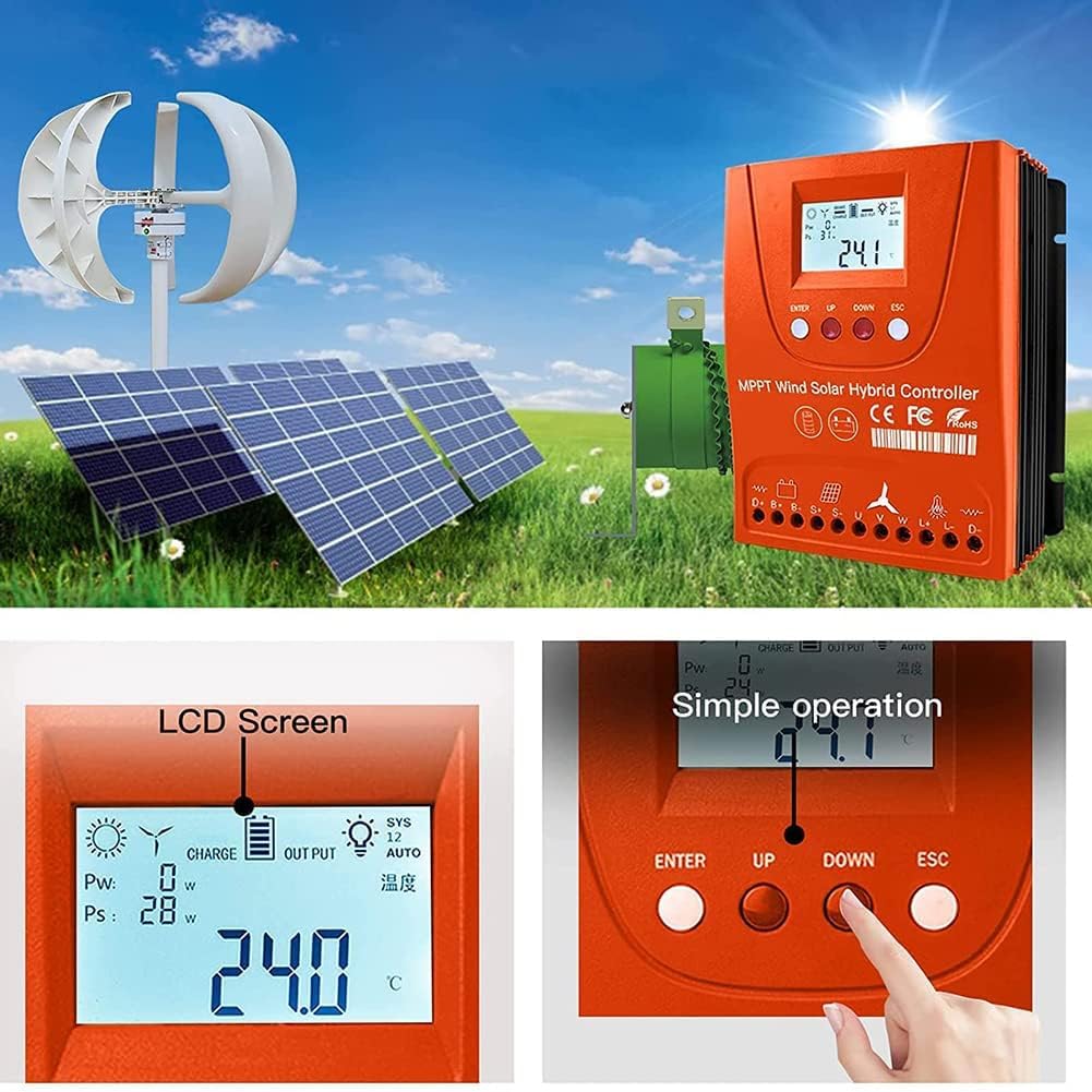 3000W 12V 24V 48V 0~1500W Wind 0~1500W Solar MPPT Wind Solar Hybrid Controller Pioneer Version Charge Lithium & Lead Acid Gel Battery
