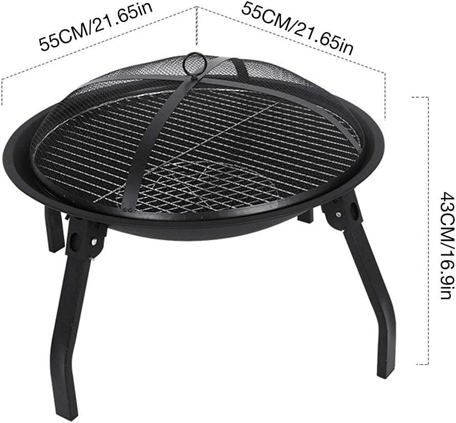 Outdoor Fire Pit Wood Burning Steel BBQ Grill Fire Pit Bowl with Mesh Fire Pit Outdoor Fireplace