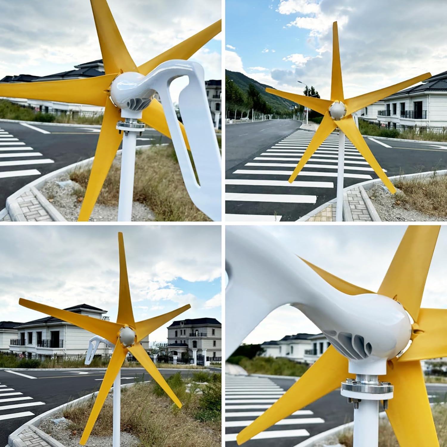 800W-1200W Wind Turbines Generator 12V / 24V / 48V Wind Generator with MPPT Controller and 5 Yellow Blades, Rated Wind Speed 13m/s, Windmill Generator Suit for Outdoors Garden Home,1200w,24V