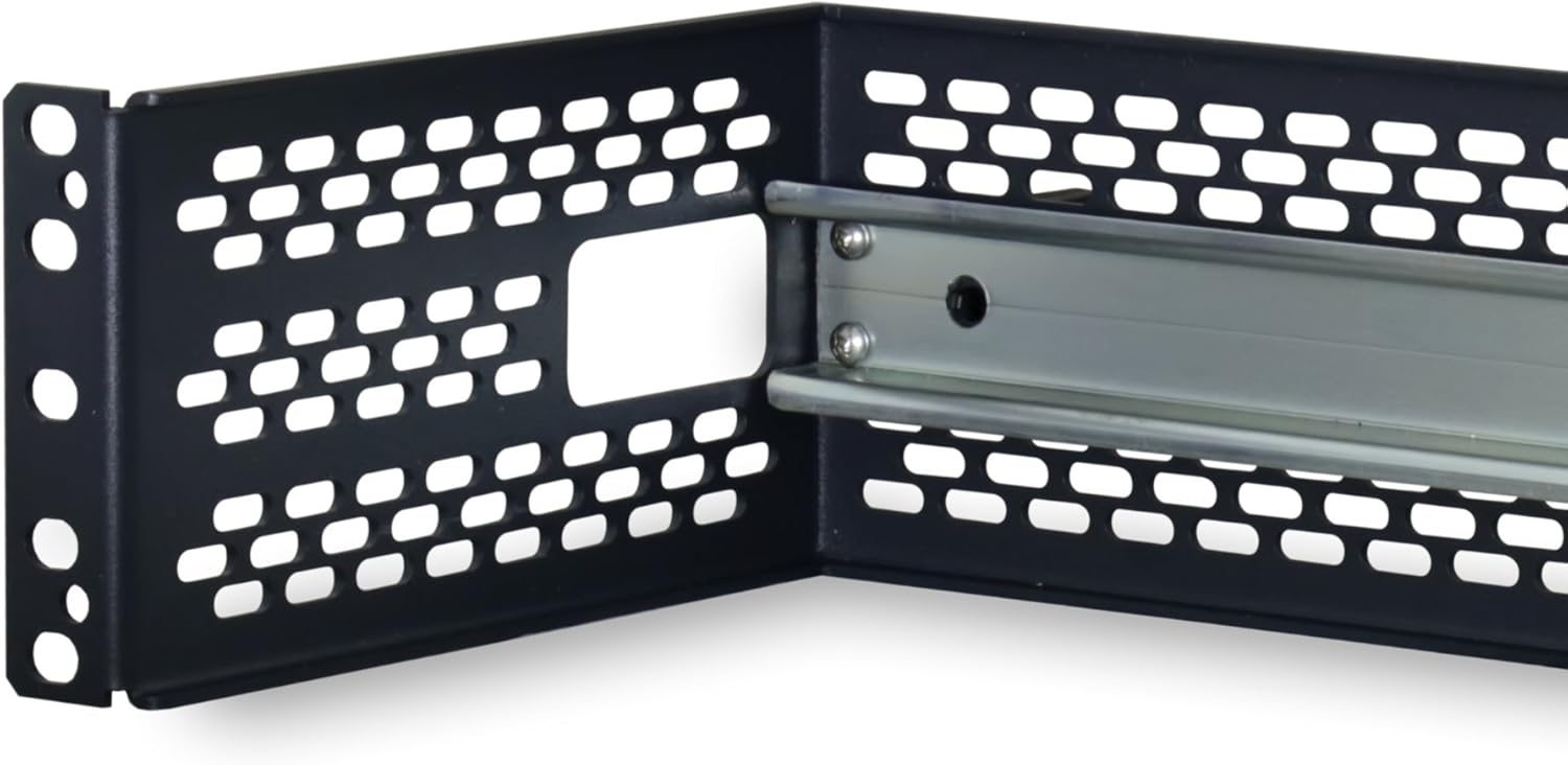 2RU Rack Mount Alloy Steel Dark Gray DIN Rail Bracket for Industrial DIN Mount Equipment