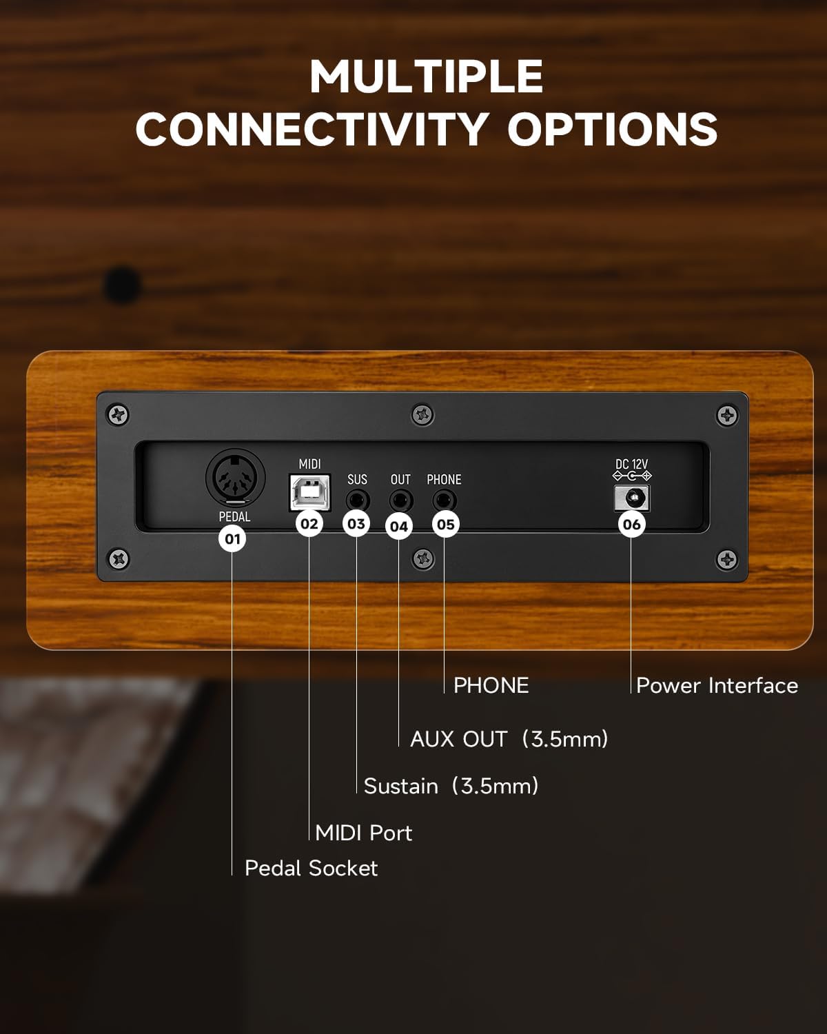 Eastar EUP-100 88 Key Weighted Keyboard Piano, Full-Size Home Digital Piano for Beginner, with Cover, Headphone, Music Stickers, Three-Pedal, Wireless Conection, Recording, MIDI - Retro Wood Color