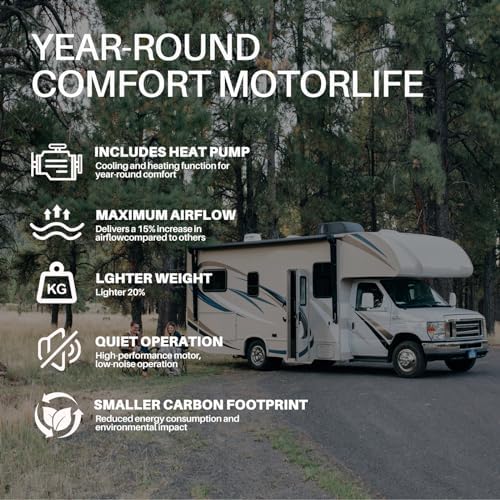 12V RV Air Conditioner Heater Combo - Universal Roof AC Unit, 9500BTU Quiet DC Cooling & Heating for RV, Camper, Semi Truck, Trailer, Van, Tractor, Bus - Fast, Efficient Climate Control
