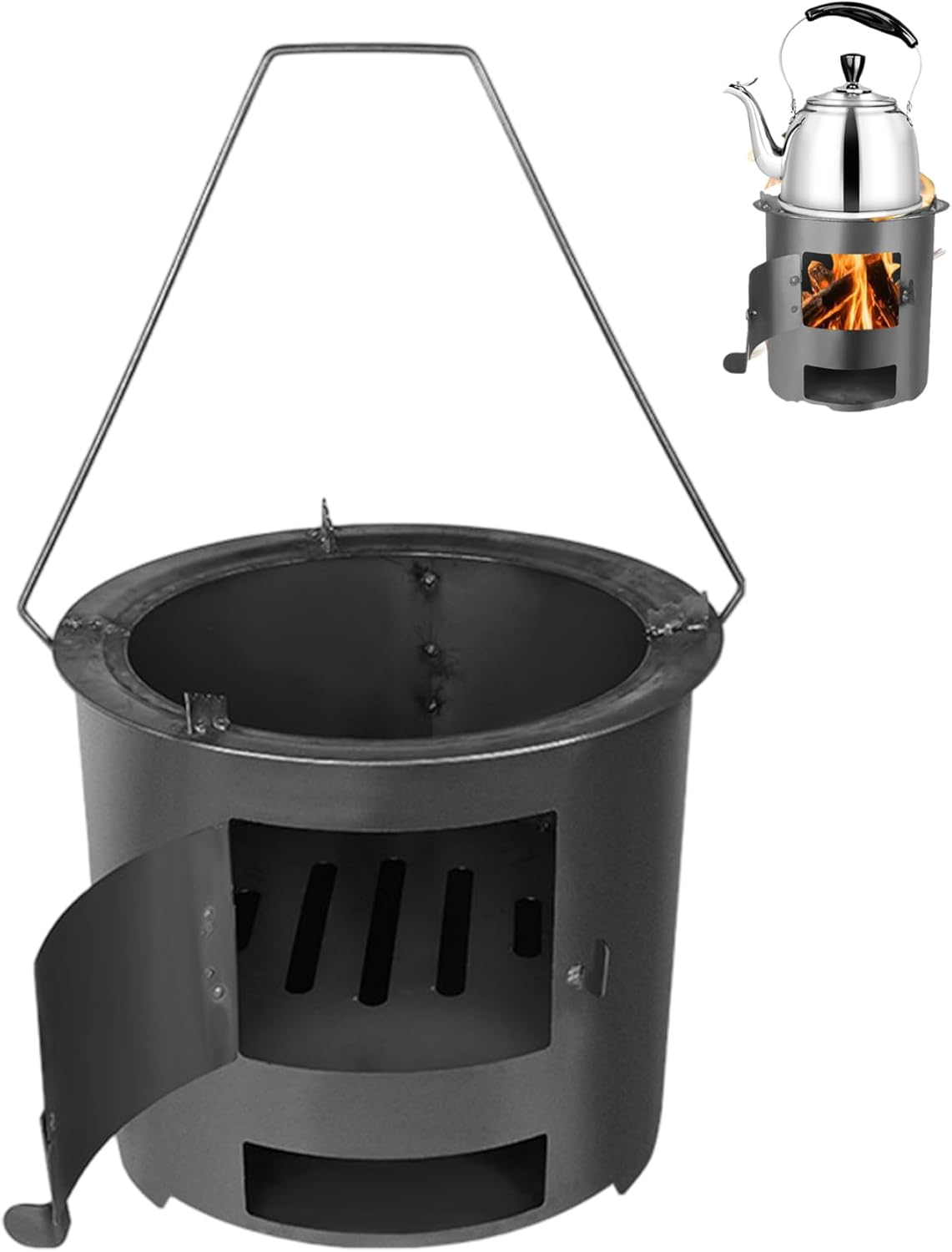 Tabletop Fire Pit, Portable Tabletop Fire Pit with Large Opening, Low Smoke Camping Stove Fueled by Pellets or Wood for Outdoor/Patio