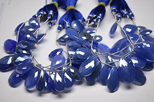 Natural Chalcedony-Big Size 12-30mm-10 Briolettes-Silver Mystic Chalcedony Microfaceted Pear Shape Briolette Bead