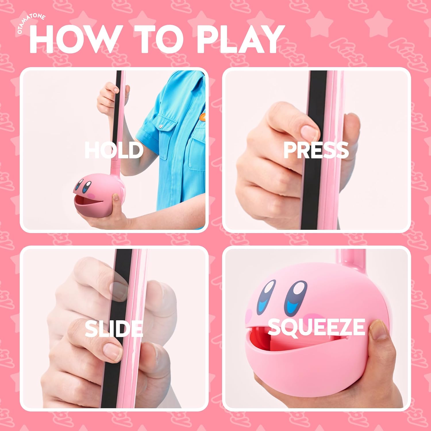 Otamatone Deluxe Japanese Musical Instrument Portable Music Synthesizer from Japan by Maywa Denki Studio Award Winning, Educational Fun Gift for Children, Teens & Adults - Kirby (English Manual)
