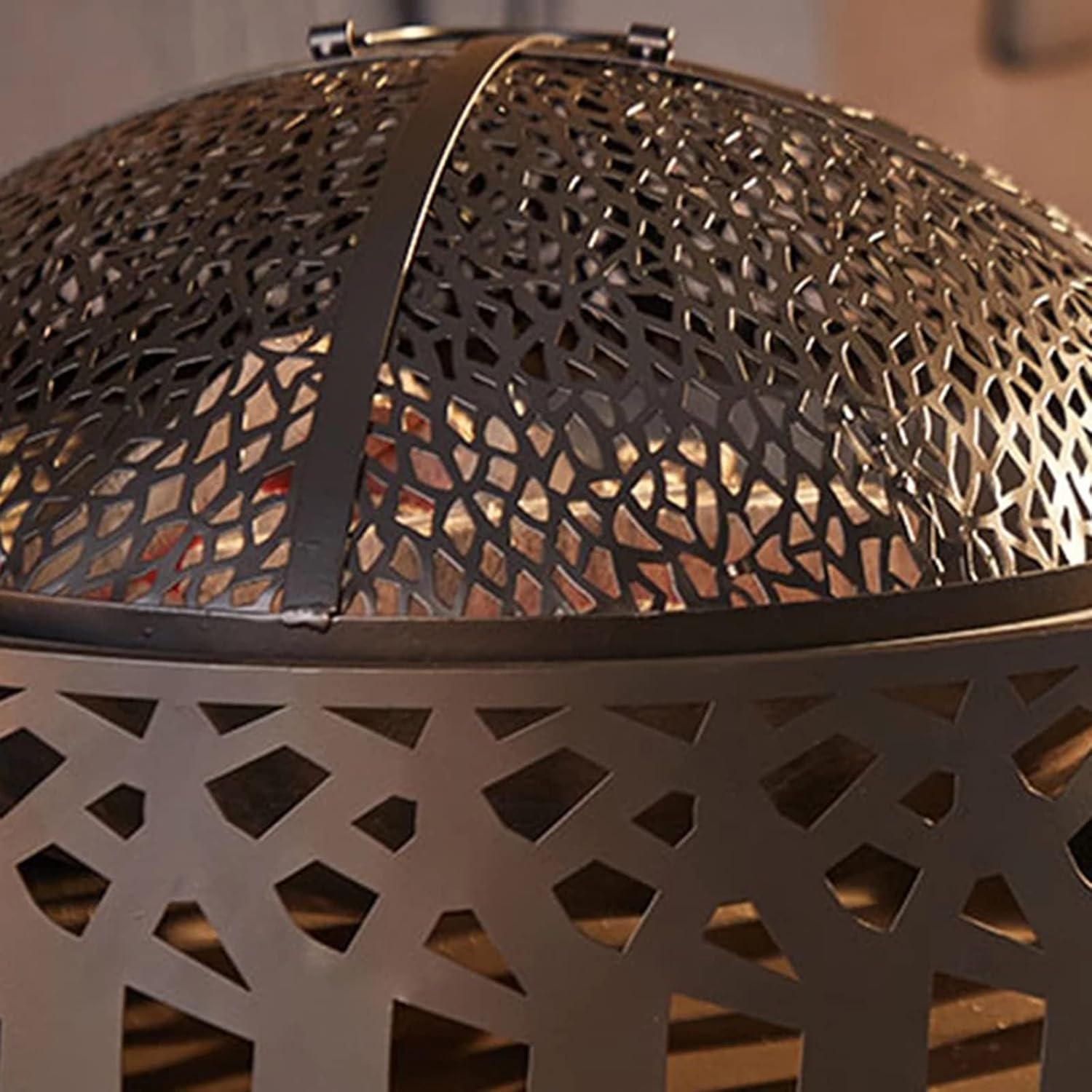 Fire Pit for Garden, Large Fire Pit Brazier with BBQ Grill and Mesh Spark Guard Steel Fire Bowl, for Garden, Patio Outdoor Use