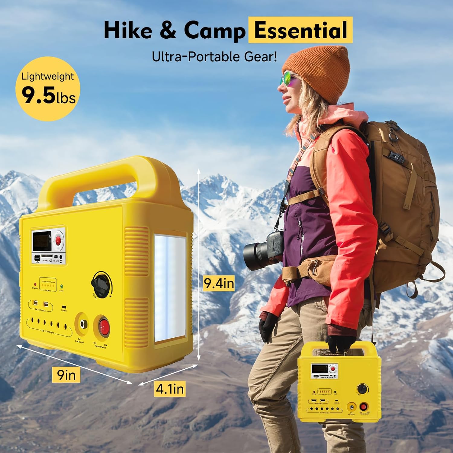 Solar Generator,Portable Generator,Solar Power Bank Lifepo4 with Led Flashlight for Hurricane Supplies(Red)