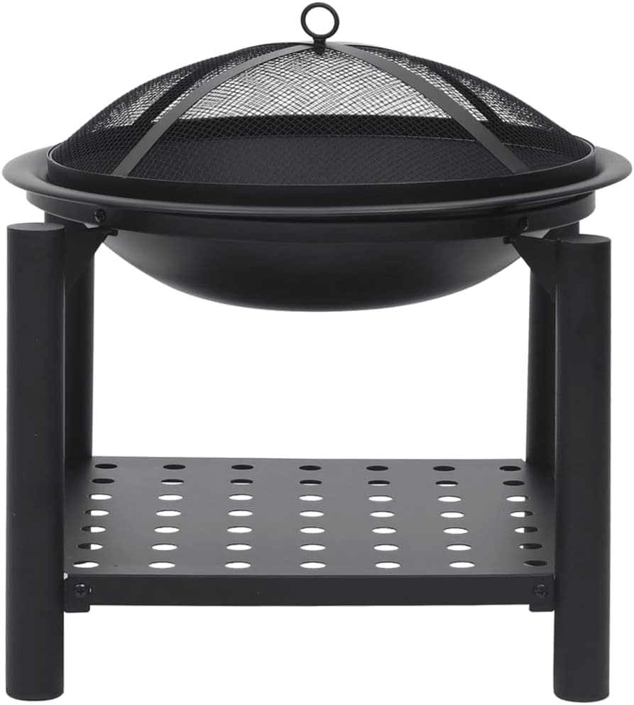 Outdoor Fire Pit Bowl Outdoor Wood Burning Grill, Fire Pit with Poker 21.3