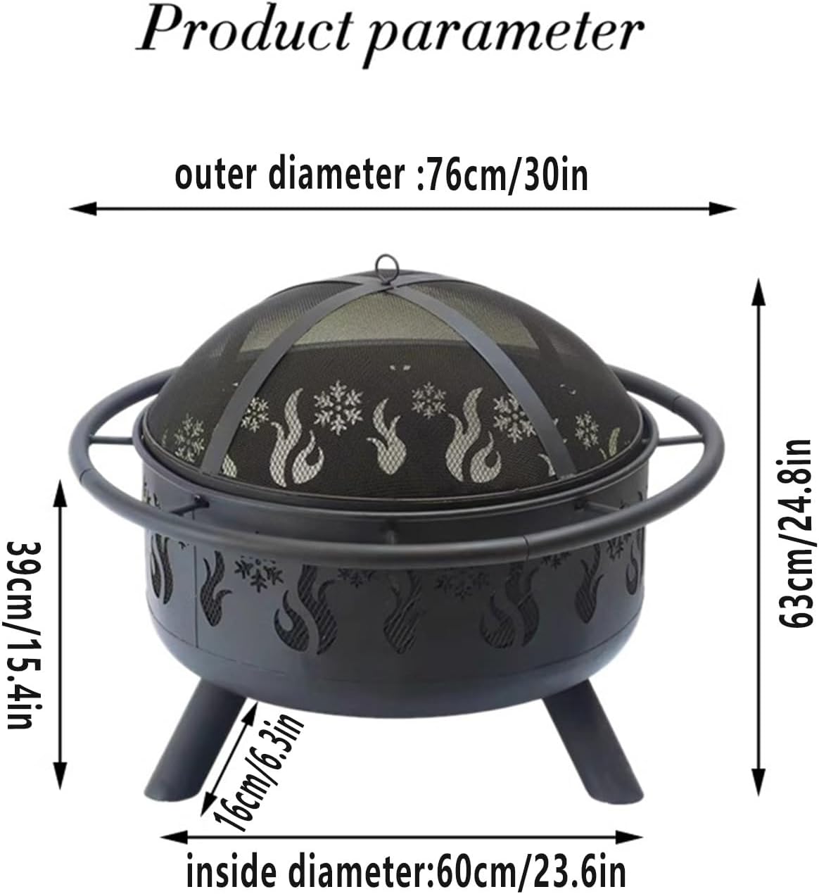 Around the fireplace to cook tea campfire stove, home firewood fire pit, winter heating outdoor charcoal fireplace, villa patio barbecue grill.(Snowflake)