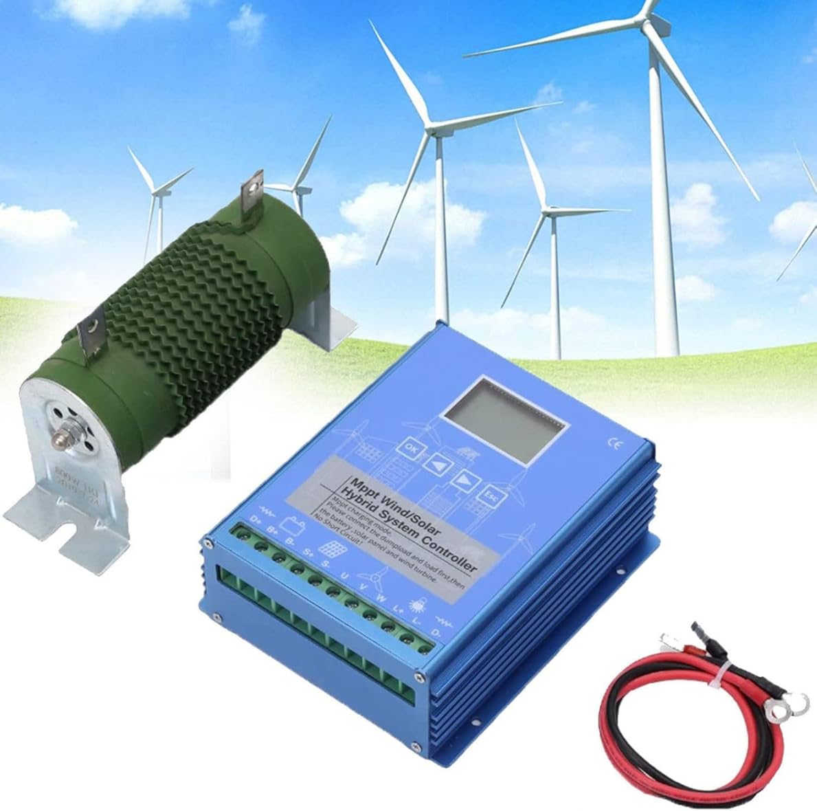 Wind Solar Hybrid Charge Controller, Wind Solar Panel 12V/24V/48V with LCD Screen for Off Grid MPPT Wind Turbine Solar Charge Controller (12v 12000w)