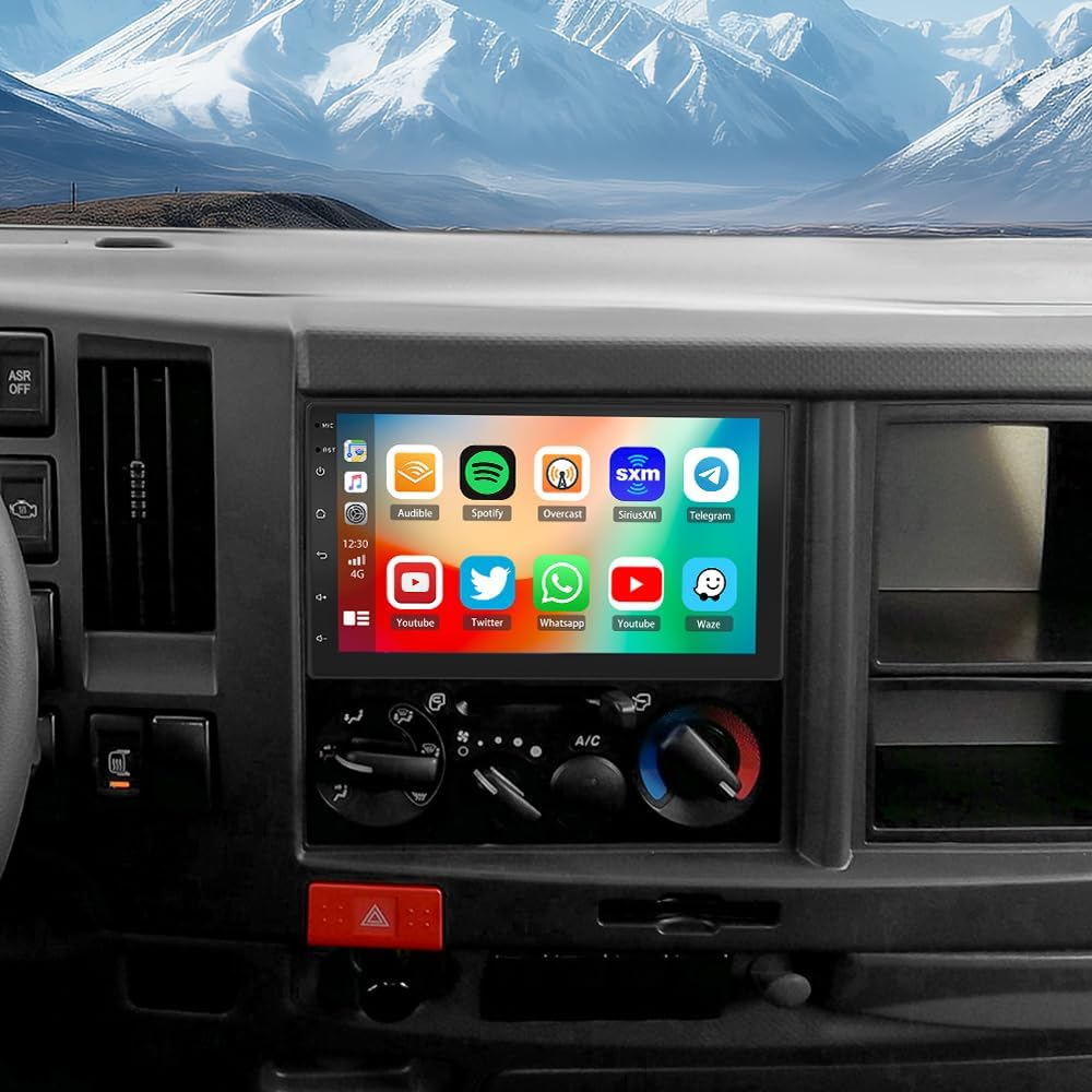 Android 14 4+64GB Car Stereo Radio for Isuzu N Series (NNR/NPR/NPS/NQR) Truck Car Stereo 7 Inch Touch Screen with Wireless Carplay Android Auto AHD Backup Camera