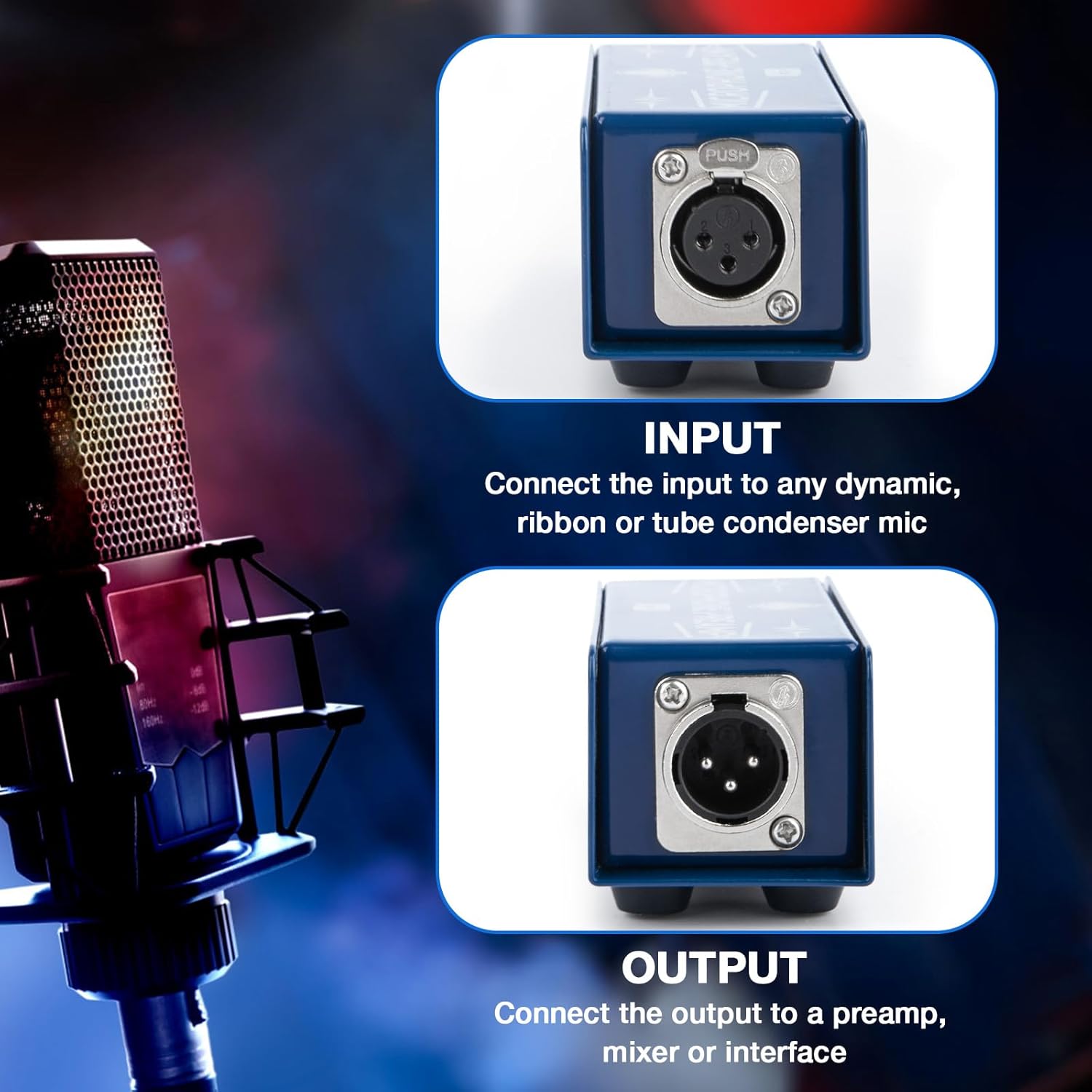 Mic Preamp Gain for Podcasting, Studio Recording & Live Performance, Mic Booster to Boost Signal Strength & Improve Sound Clarity, Compatible with Cloudlifter, Shure SM7B & Electro-Voice RE20