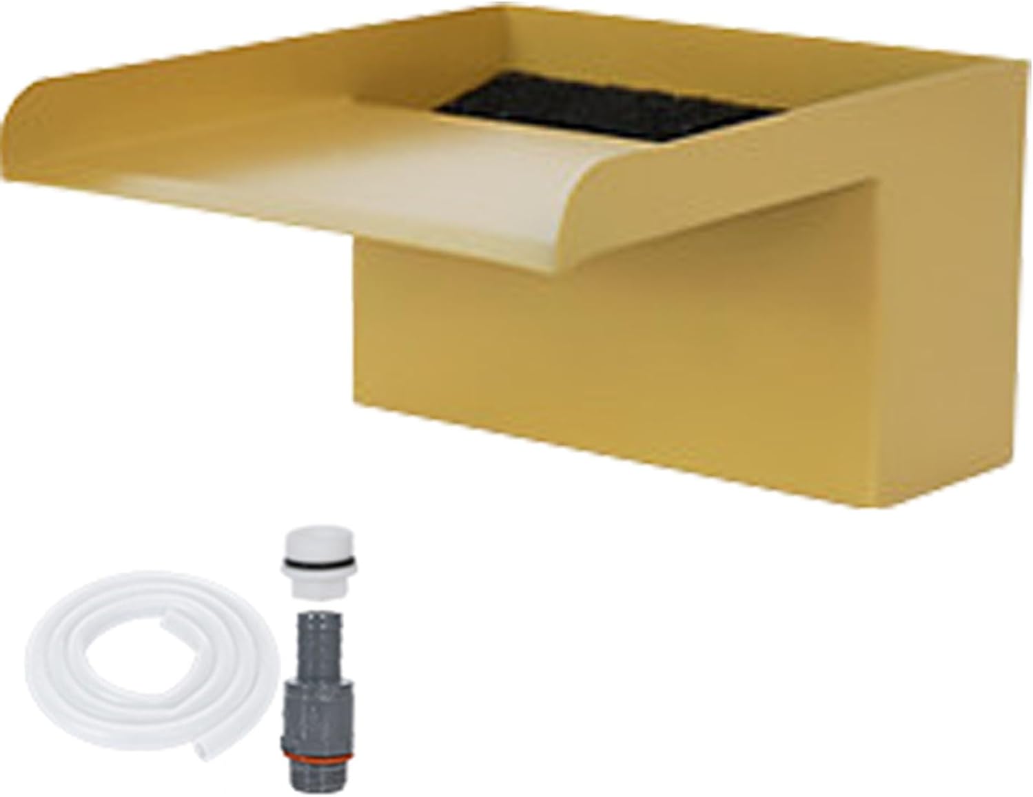 Waterfall Spillway for Pond/Aquarium/Garden/Rockery, Heavy Duty Stainless Steel Pool Fountain Blade with Filter Cotton & Fitting, Water Outlet Spray(Gold,15cm/5.9in L)