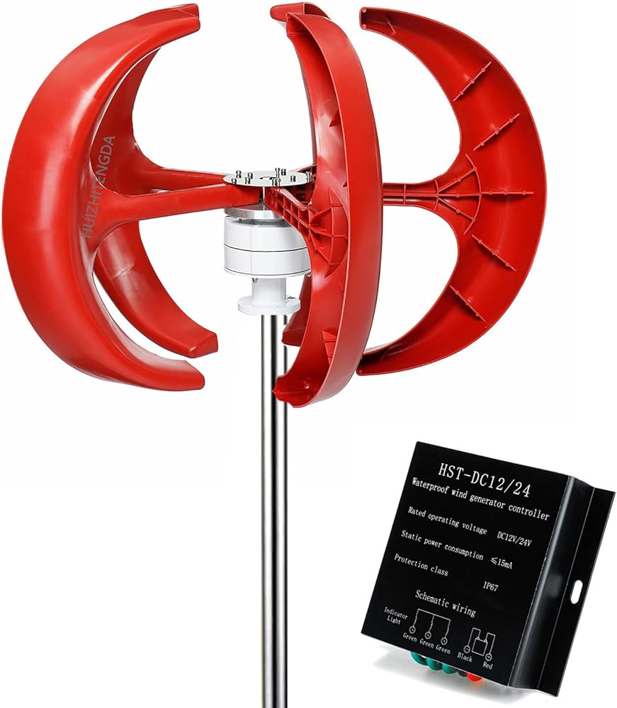 9000W Wind Power Turbines Generator 12/24/48V 5 Blades Windmill Lantern Vertical Axis Wind Turbine Energy Syste