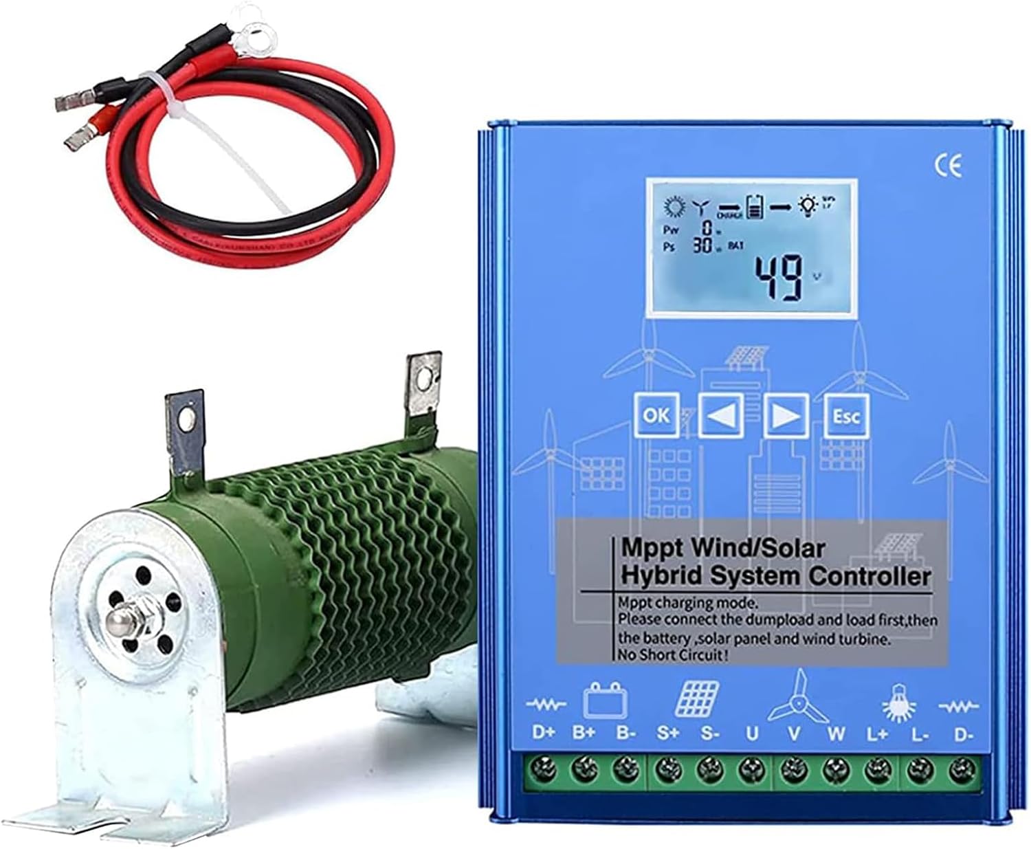12V 24V 48V Wind Solar Hybrid Charge Controller with LCD Display 12000W Automatic Wind and Solar Charge Controller Suitable for Wind Solar Hybrid Systems,24v
