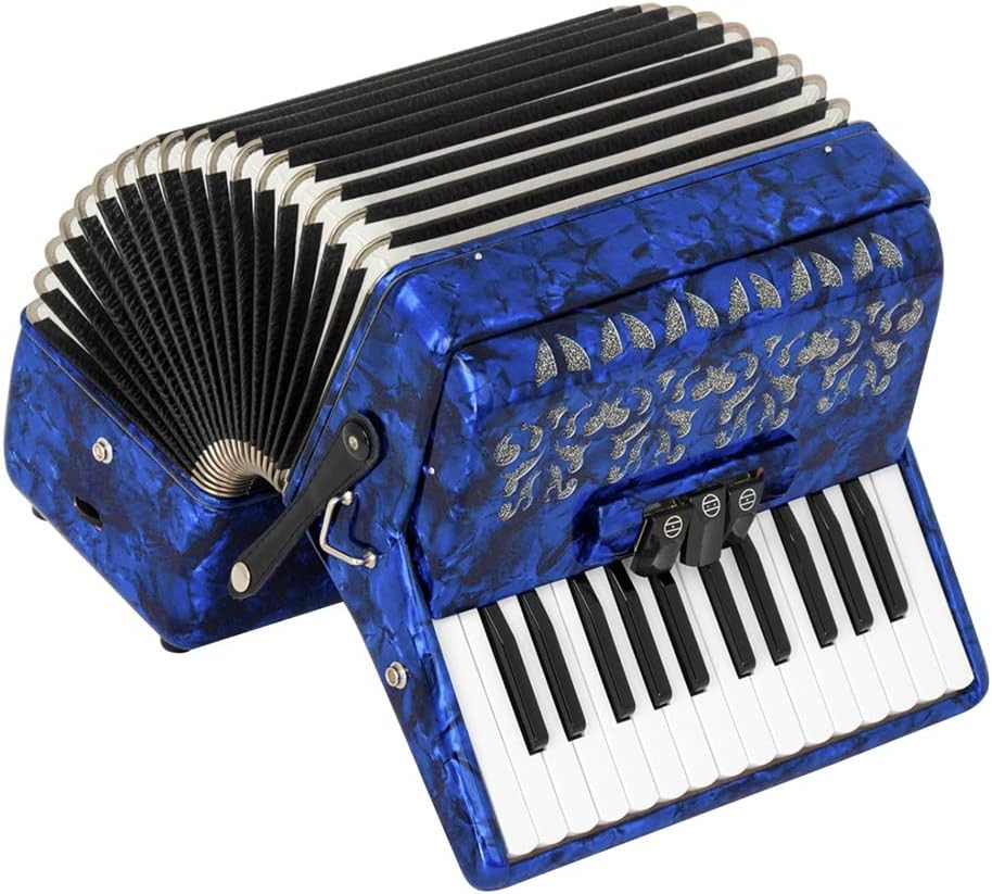 26 Keys 48 Bass Piano Accordion, with Strap and Accordion Backpack, Musical Instrument for Home Classroom, Fascinating & Softer (Color : Blue)