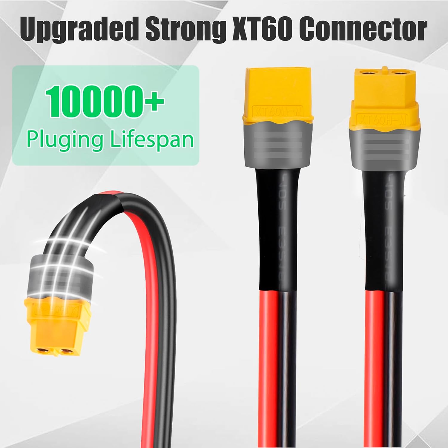 50FT XT60 Extension Cable with Male and Female Connectors XT60 Adapters Cable for Power Station and Rechargeable Batteries (12AWG 50FT)