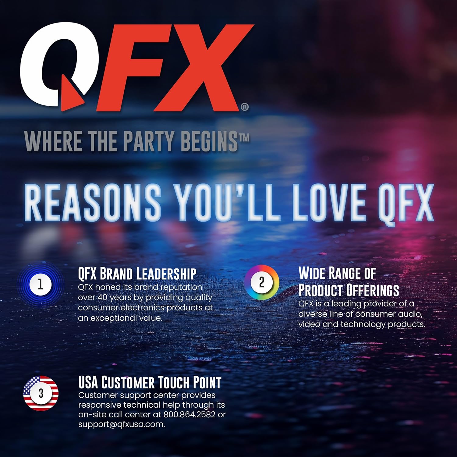 QFX SBX-412300BT TWS Bluetooth Triple 12” Woofer Triple 1” Tweeter Recording High-Performance PA Cabinet Speaker with 10-Band Graphic EQ, 2 Microphone Inputs, Guitar Input, and AUX Input, Blue