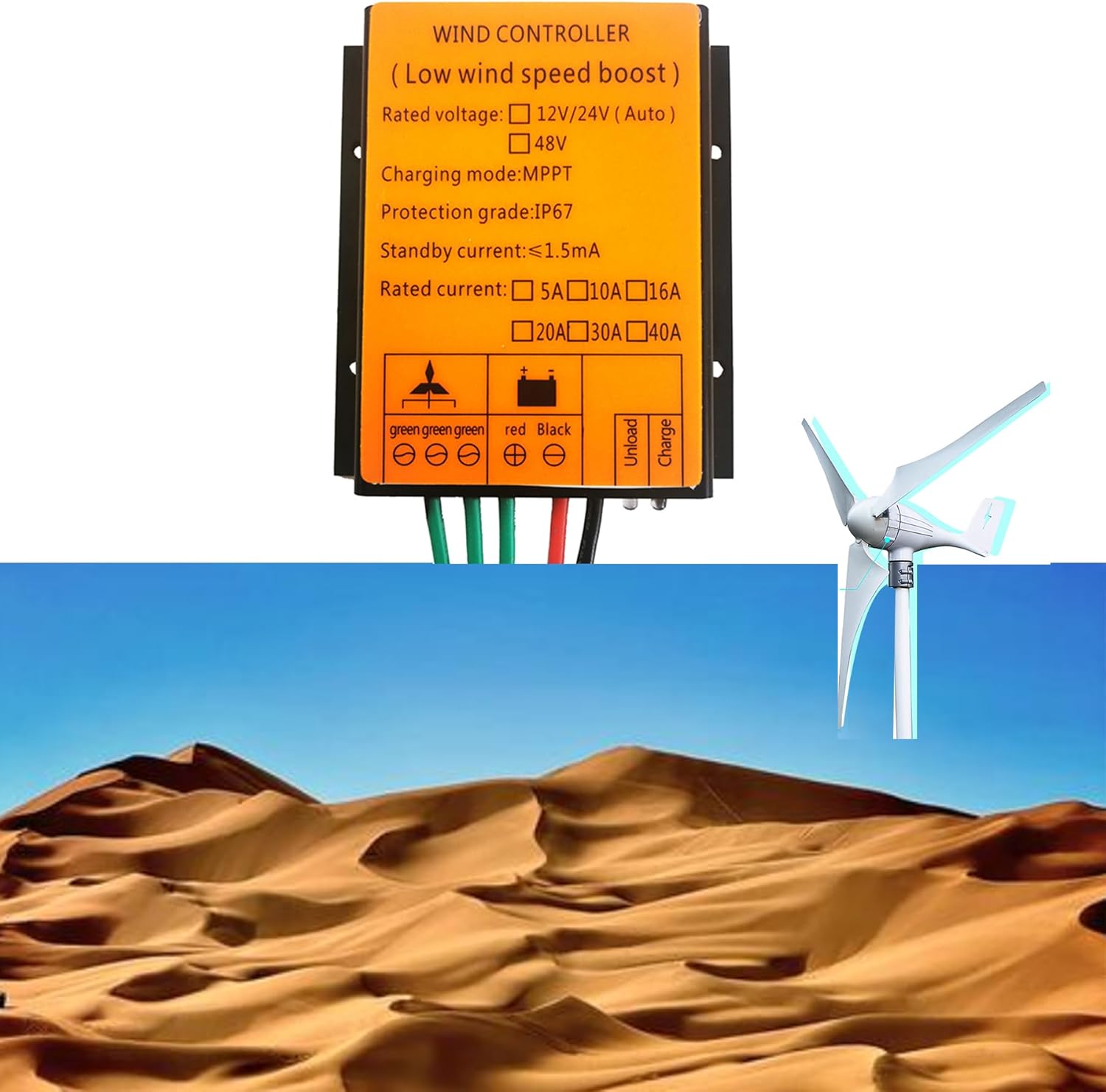 Efficient 12000W Waterproof MPPT Charge Controller,DC12V24V 48V IP67 Wind Turbines Generator Portable Vertical Axis Wind Turbines Generator Kit