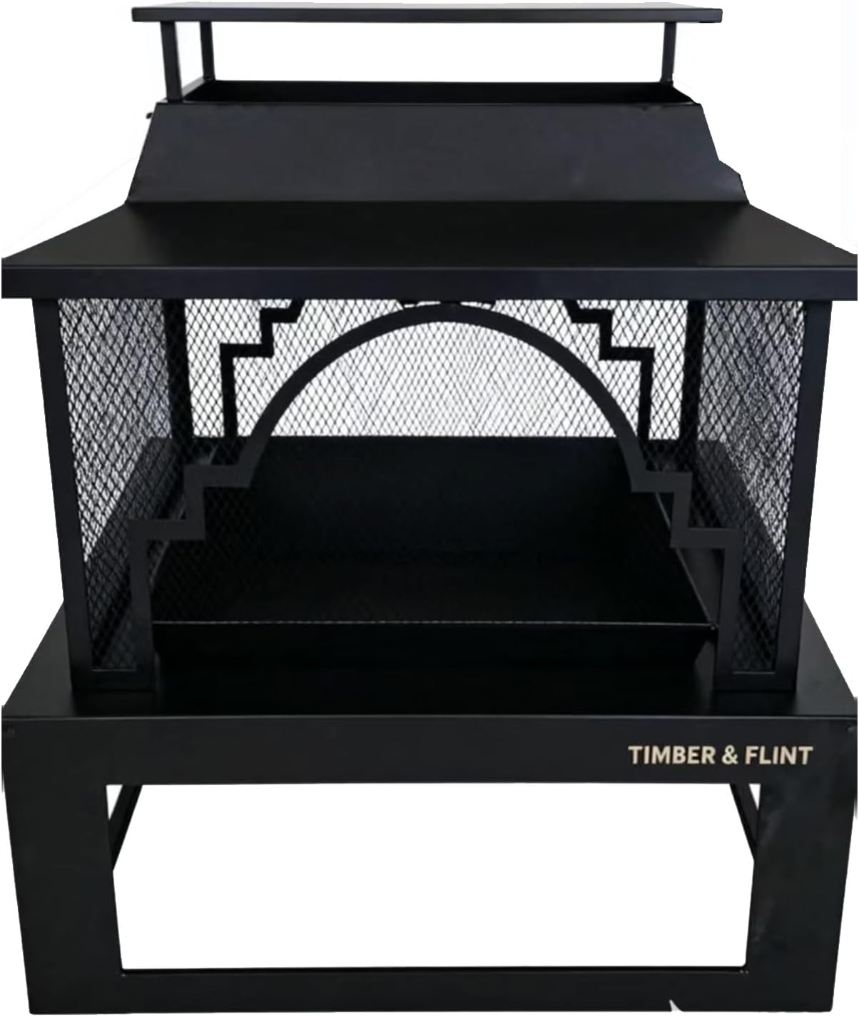 Outdoor Fire Pit Wood-Burning Stove, Garden Metal Decorative Fire Pit Farmhouse Decor Style Custom-Made (Black)