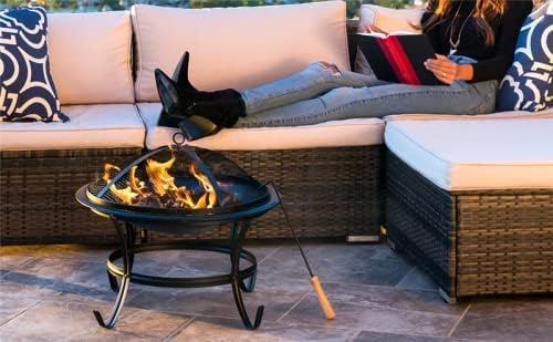 Garden Fire Pit Outdoor Fire Pit .BBQ Grill Outdoor Wood Burning Outdoor Party BBQ Fire Pit Stove Garden Patio Wood Log Barbecue Grill Net Set Cooking Tools Brazier Stove Grill Barbecue Rack