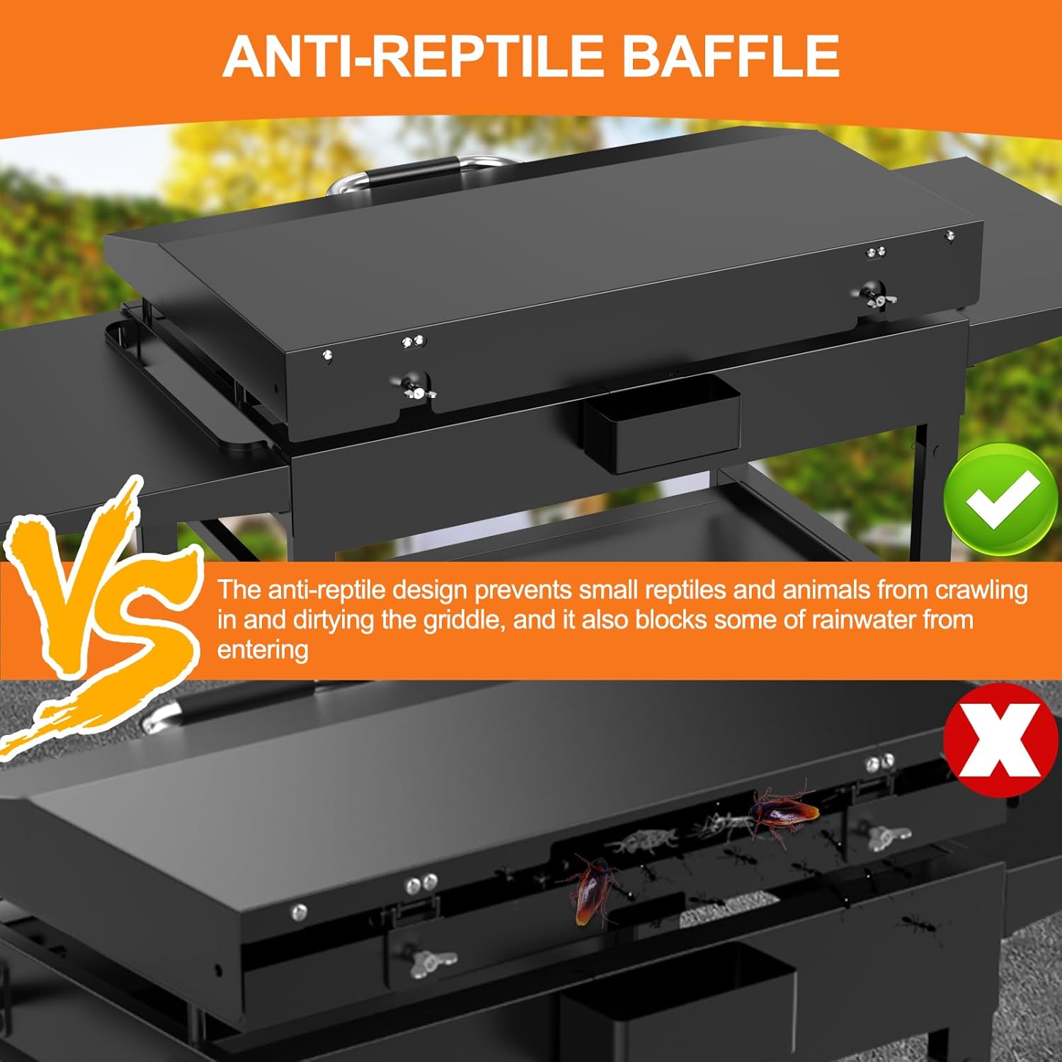 Back Hinged Lid with Handle for Blackstone and Other Brand 36