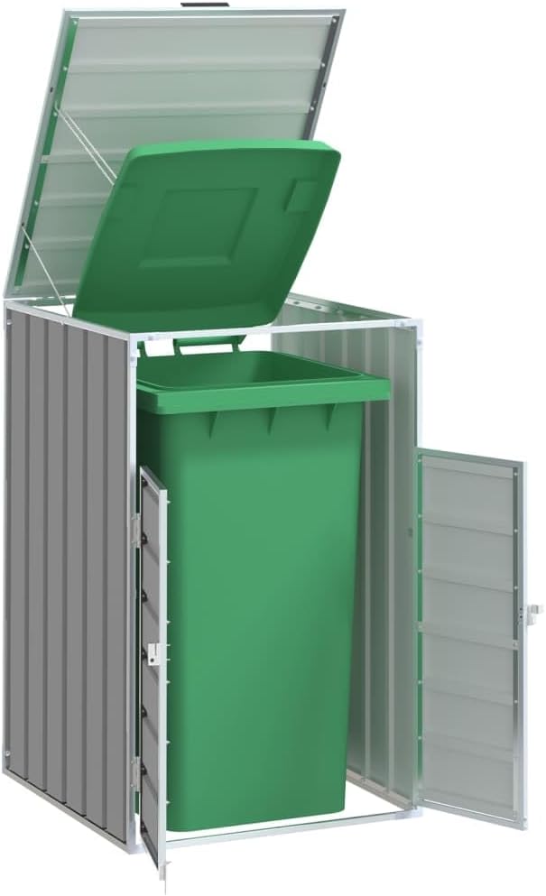 Gray Steel Wheelie Bin Storage Single Unit 28.3