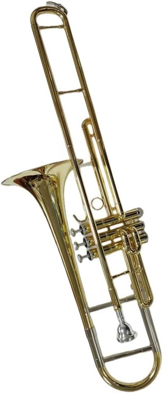 Adult Trombone Instrument Gold Painted Brass Slide And Bell Piston Valve For Beginner Trombone