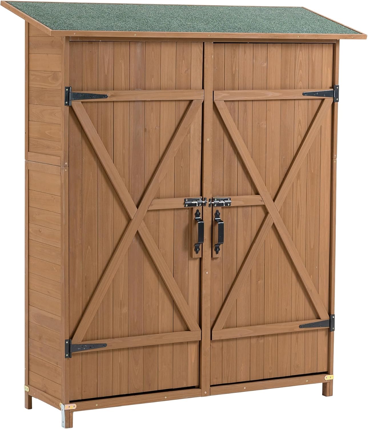 56“L x 19.5W”x64H“Outdoor Storage Cabinet, Large Capacity Storage Tool Cabinet Box, Outside Tool Shed with 2 Lockable Doors for Outside, Garden and Patio (Yellow Brown, 19.5X56X64in)