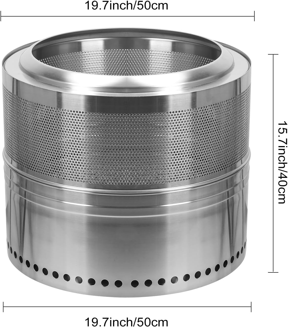 20 inch Smokeless Firepit,Stainless Steel FirePit Wood Burning BBQ Firepit Portable Outdoor Fireplace with Ash Tray,Detachable Bonfire Firepit for Outside Backyard Patio Garden Camping Bonfire 50 cm